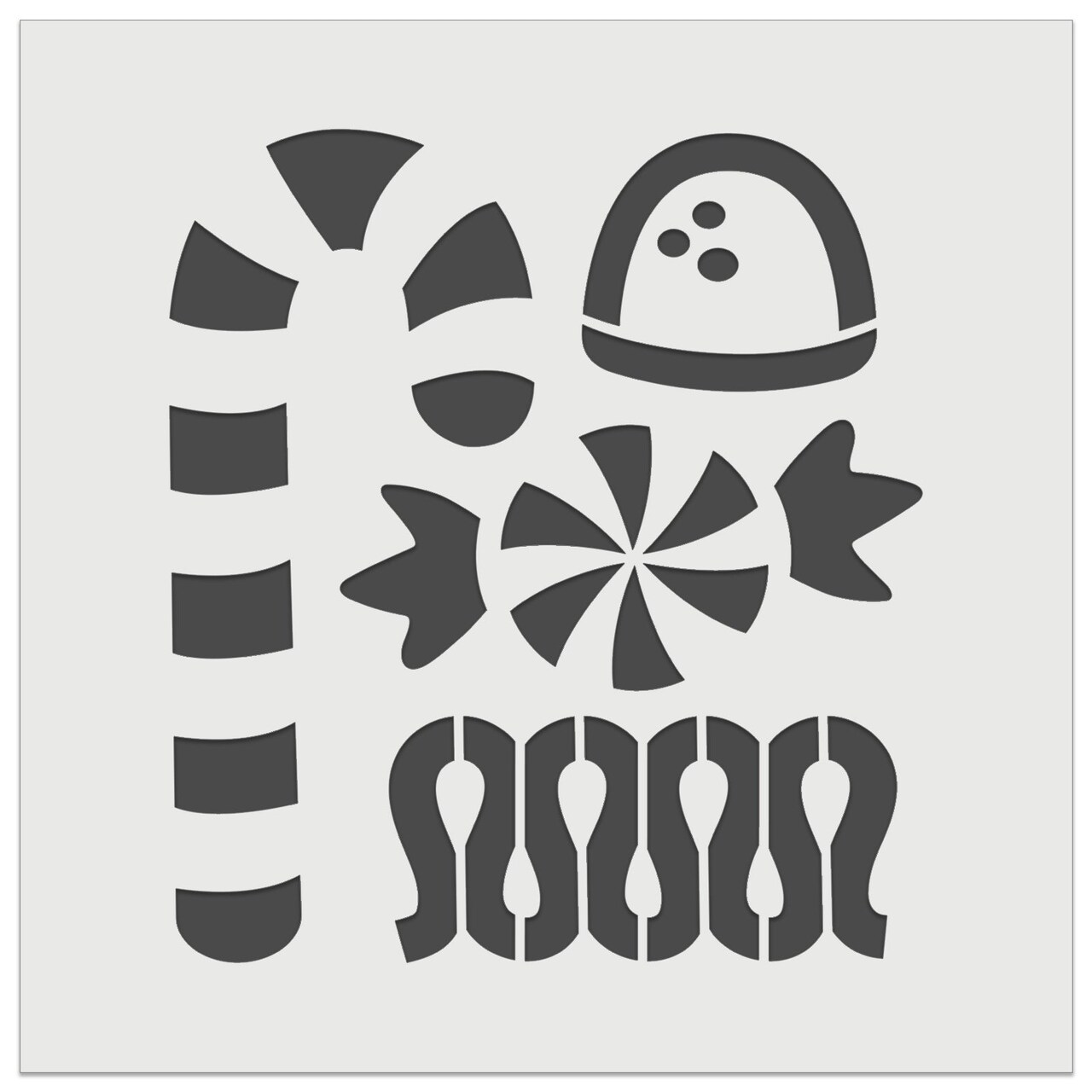 Christmas Candy Peppermint Ribbon Cane Gumdrop Wall Cookie DIY Craft Reusable Stencil